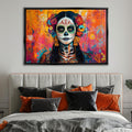 Mexican Sugar Skull Art - Extra Large Framed Canvas Print | Vibrant Día de Muertos Decor