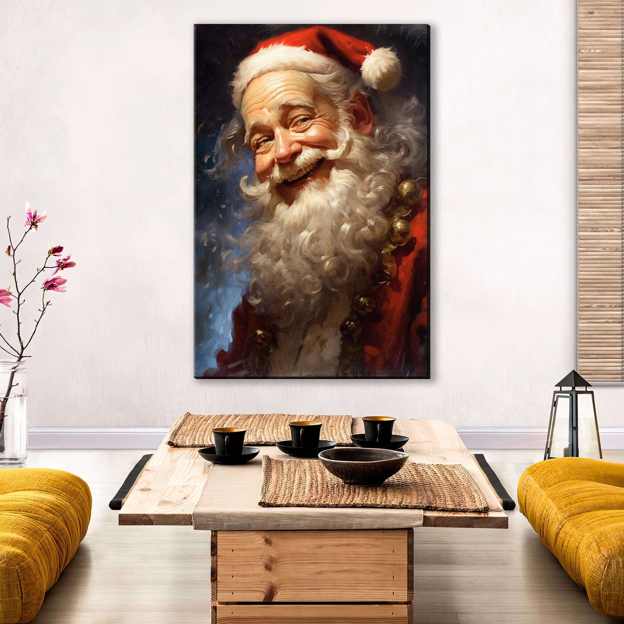 Vintage Santa Claus | Classic Santa Painting on Gallery Wrapped Canvas - Large Giclee Print