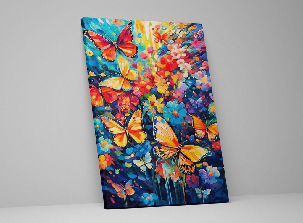 Butterfly Wall Art – Large Canvas Art with Vibrant Butterfly Print & Wood Frame