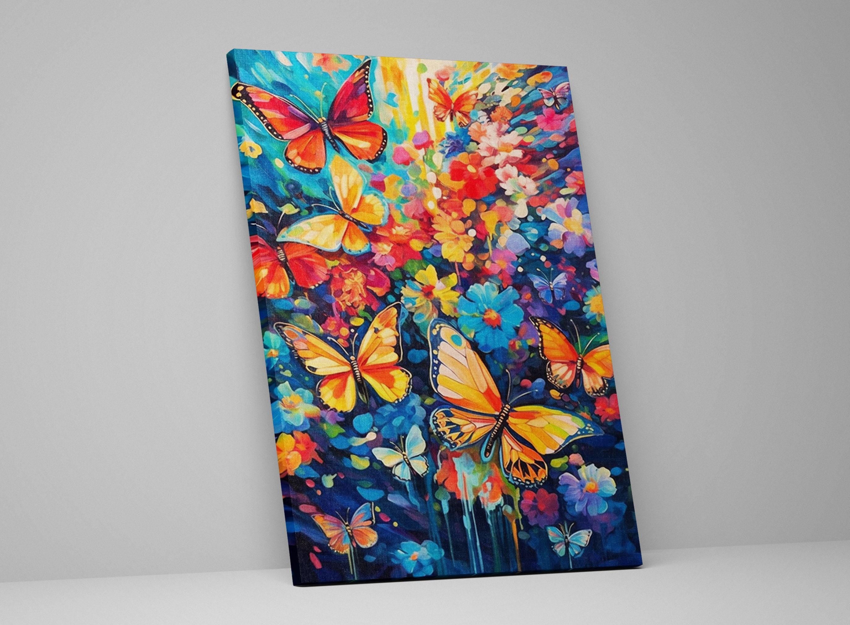 Butterfly Wall Art – Large Canvas Art with Vibrant Butterfly Print & Wood Frame