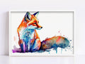 Fox Elegance: Watercolor Fox Wall Art Print, Giclee Print on Canvas, Artist Paper, Watercolor Paper, Available in Extra Large Sizes
