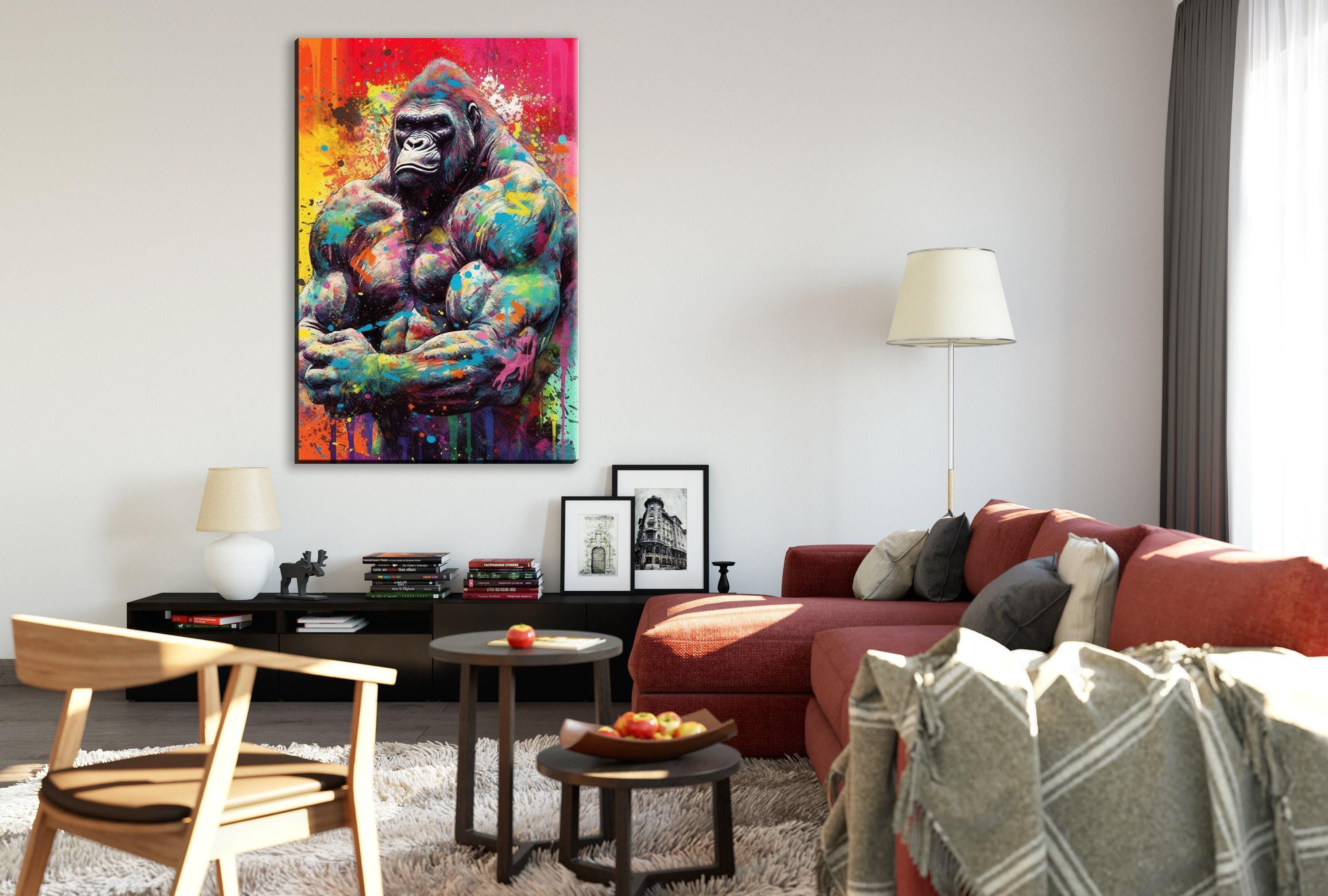 Muscle Gorilla Art – Vibrant Gym Wall Art Canvas | Gallery Wrapped, Ready to Hang