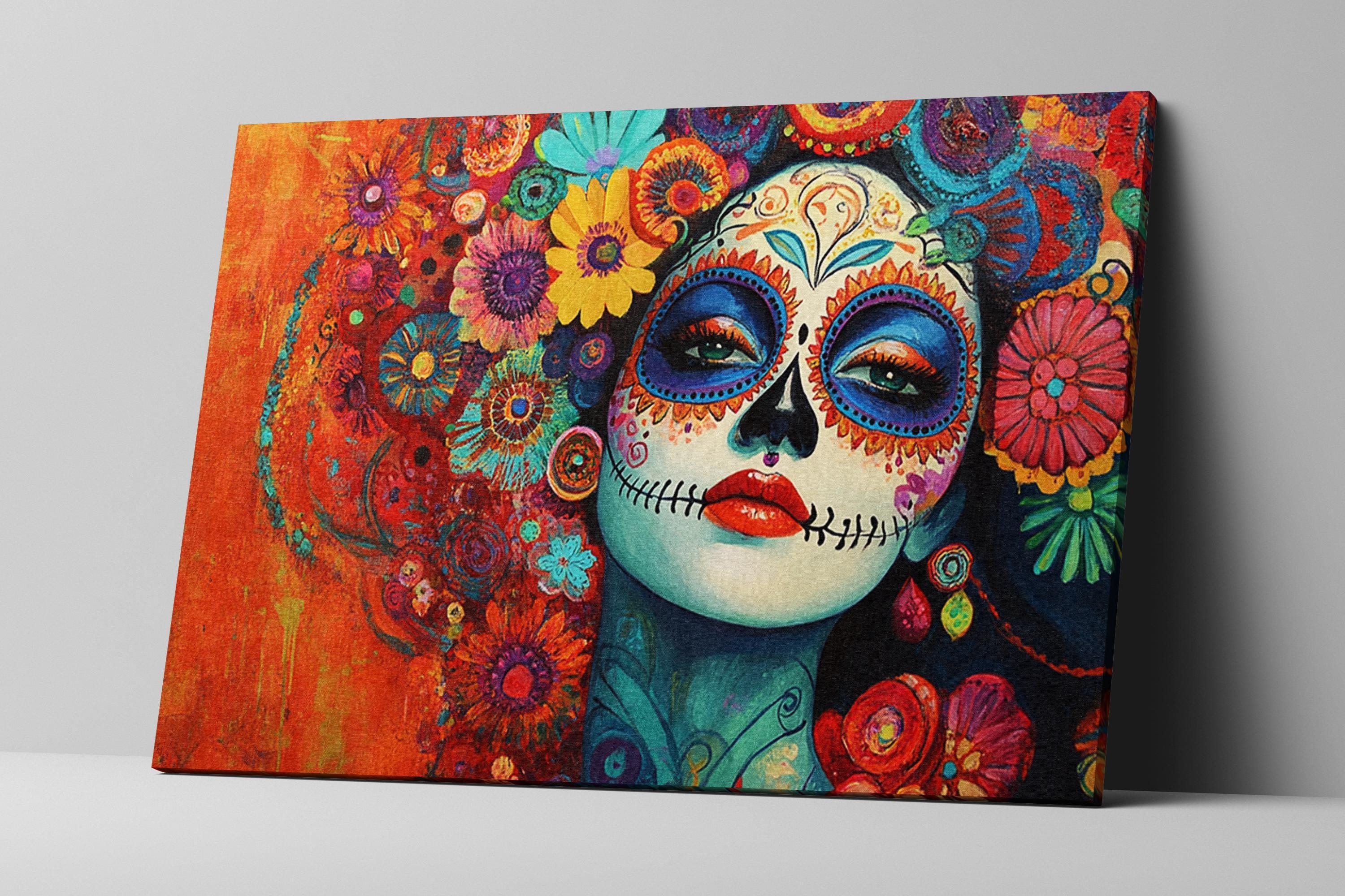 Day of the Dead Canvas – Extra Large Framed Canvas Print | Vibrant Mexican Wall Art