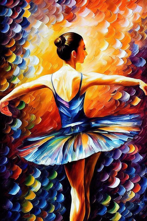 Ballerina Canvas Art – Ballet Dancer Painting on High Quality Wooden Frame