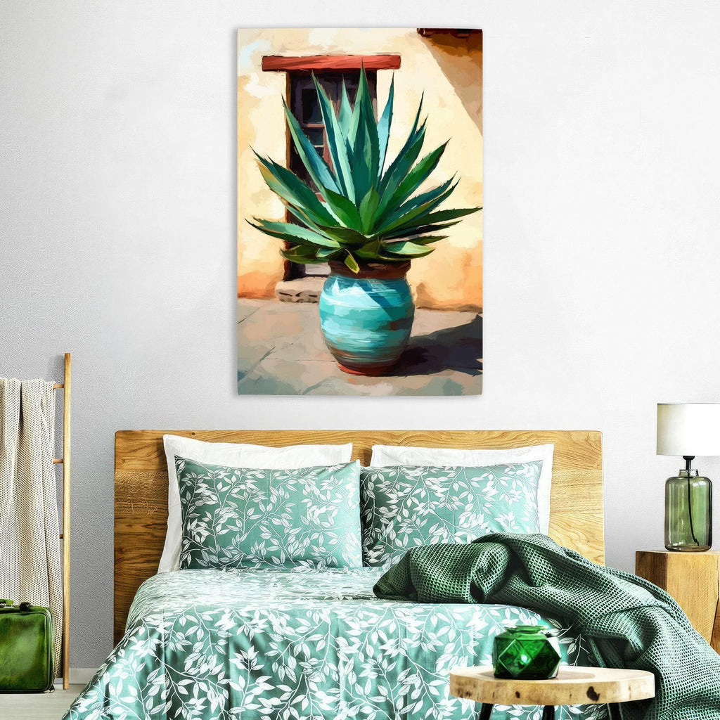 Southwest Canvas Painting – Large Giclee Print Desert Landscape Art with Agave Plant