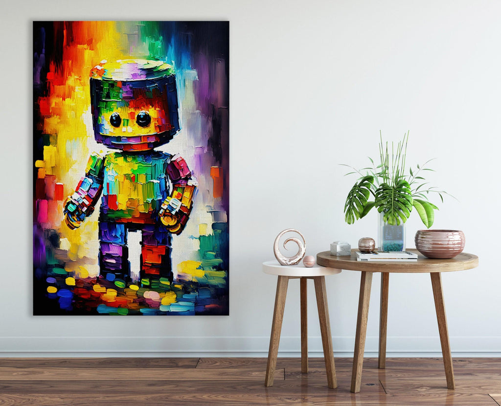 Cute Robot Art - Kids Robot Painting | Whimsical Nursery Room Decor Print