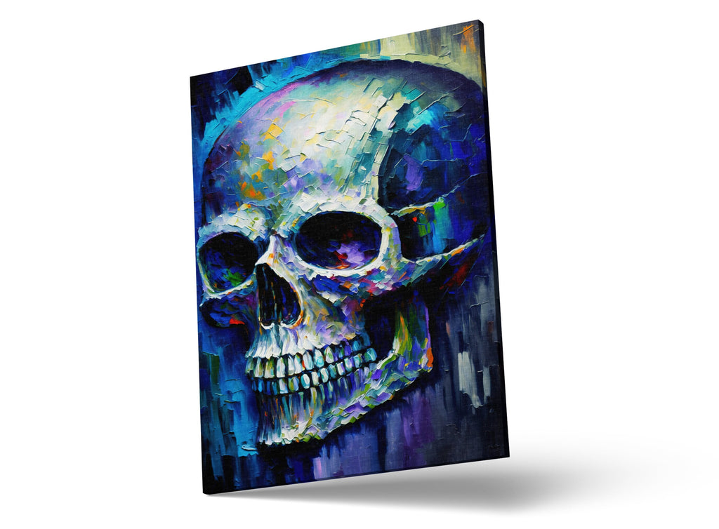 Skull Canvas Art – Blue Skull Painting | Thick Paint, Gallery Ready Canvas Wall Art