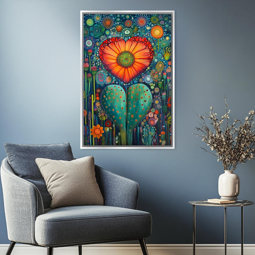 a painting on a wall above a chair