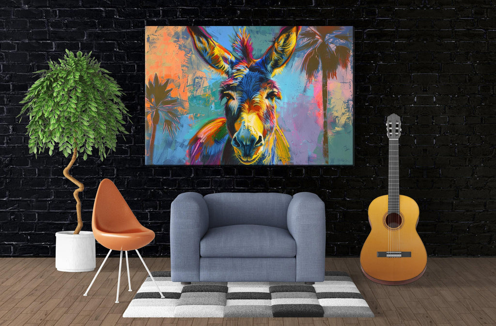Pop Art Donkey Canvas - Vibrant Large Canvas Art | Gallery Wrapped Print