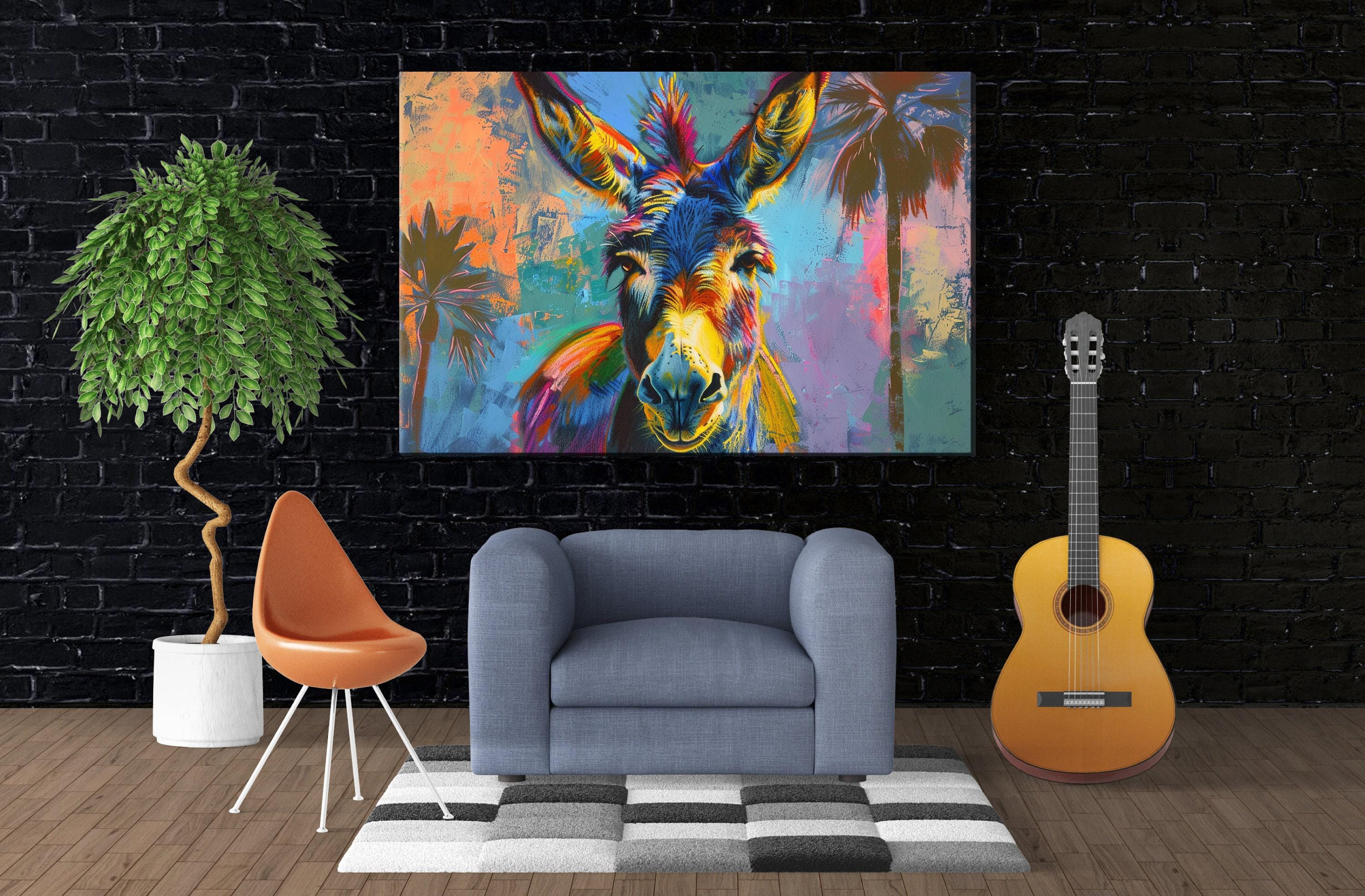 Pop Art Donkey Canvas - Vibrant Large Canvas Art | Gallery Wrapped Print