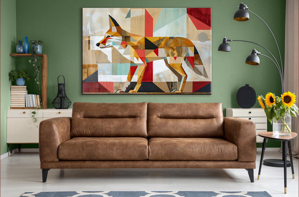 Mid-Century Coyote Art – Extra Large Gallery Wrapped Canvas with Wood Frame
