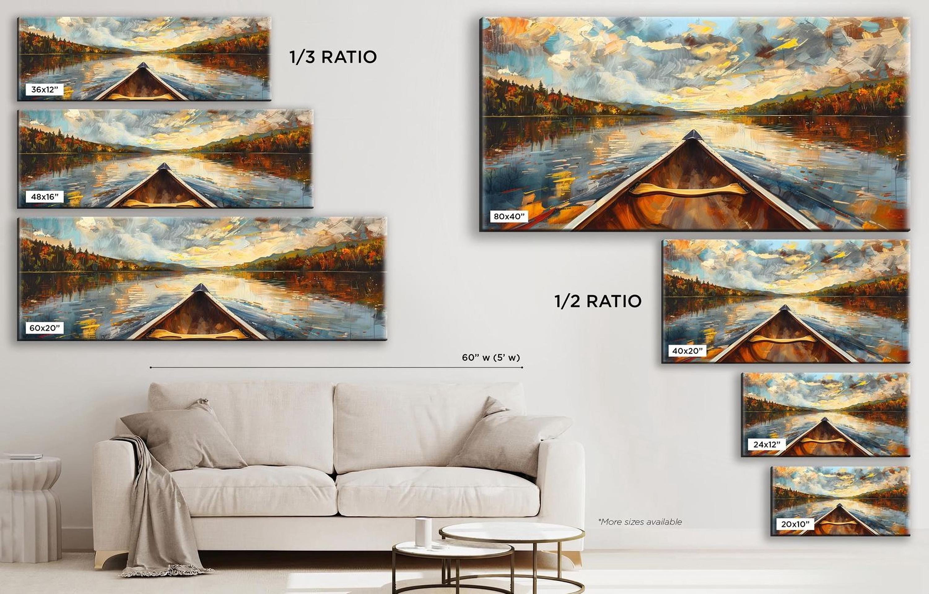 a living room with a couch and a painting on the wall