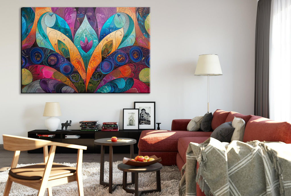 Bohemian Wall Art - Boho Flower Canvas on Gallery Wrapped Canvas | Large Vibrant Print