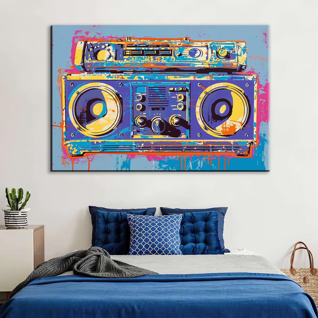 Retro Boombox Wall Art - Pop Art Canvas Print | Extra Large Gallery Wrapped Canvas