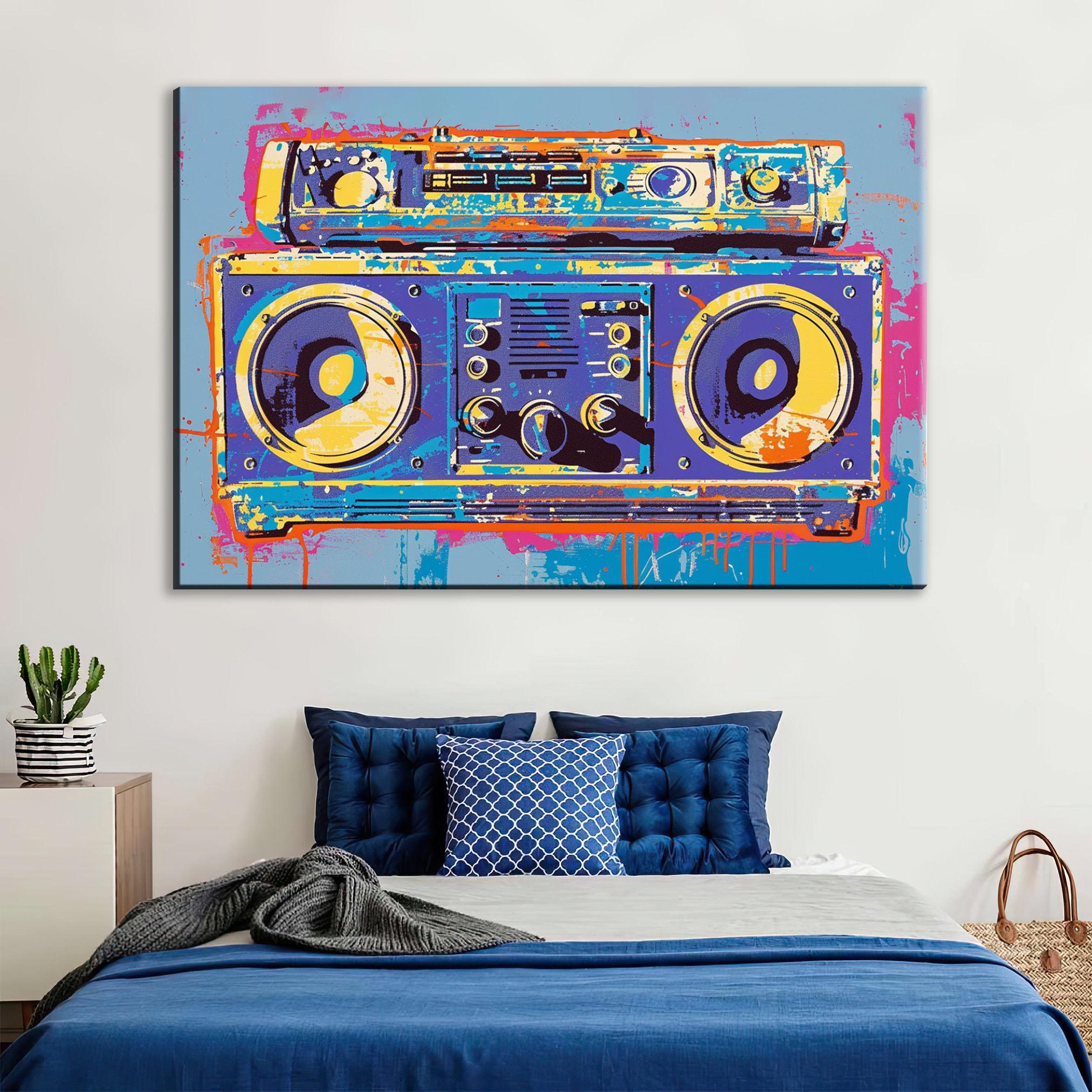 Retro Boombox Wall Art - Pop Art Canvas Print | Extra Large Gallery Wrapped Canvas