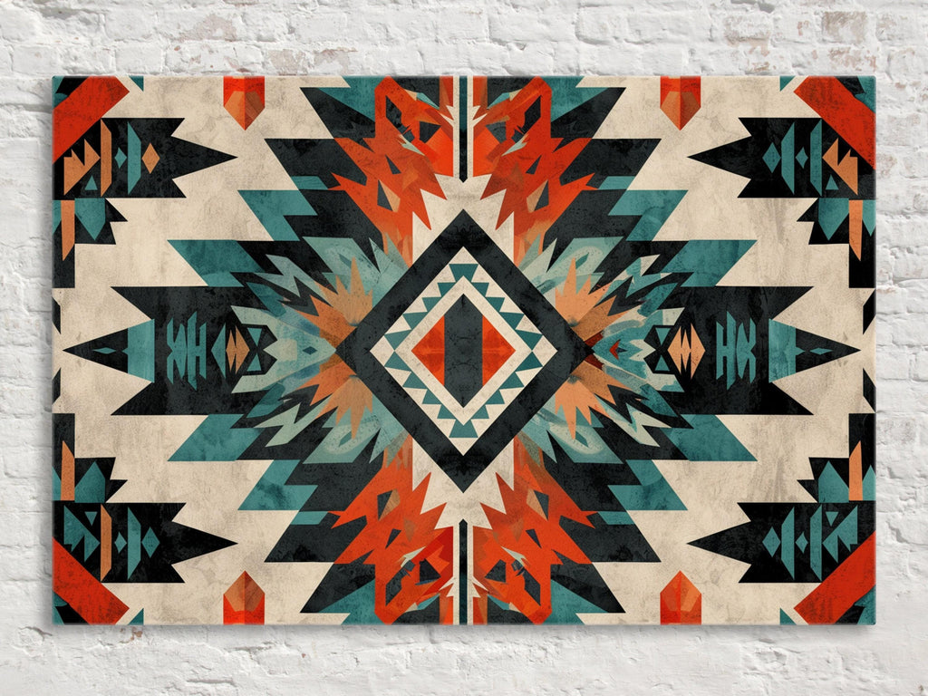 Native American Wall Art – Tribal Pattern Decor on Gallery Wrapped Canvas, Extra Large