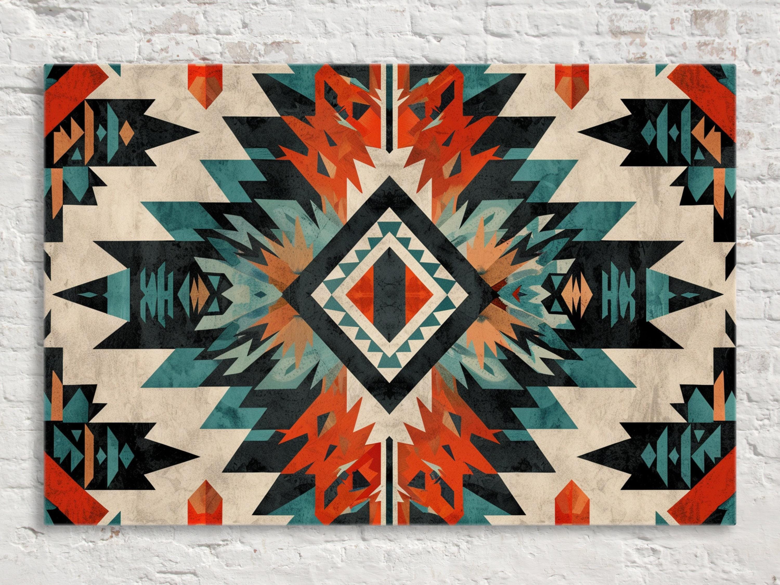 Native American Wall Art – Tribal Pattern Decor on Gallery Wrapped Canvas, Extra Large