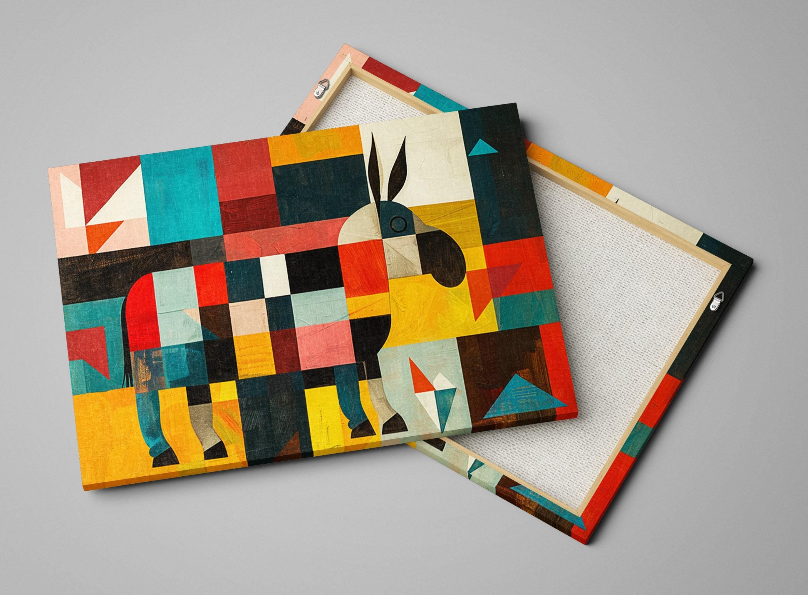 Mid Century Modern Art - Donkey Canvas Print | Retro Wall Art, Gallery Wrapped Canvas