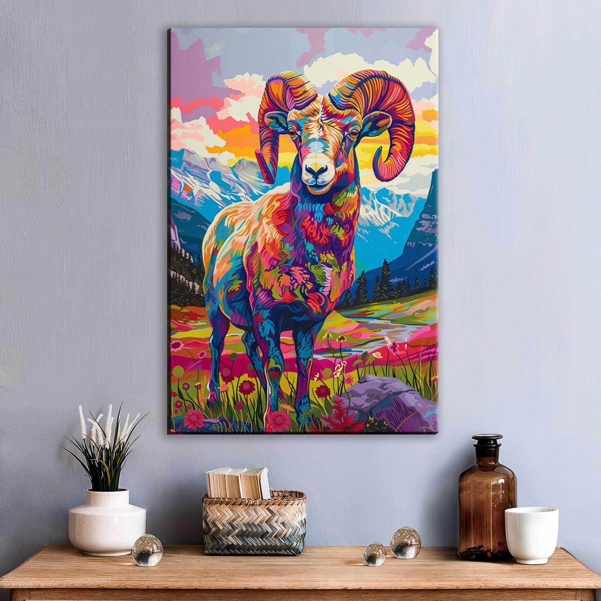 Bighorn Sheep Print - Southwest Art Print | Gallery Wrapped Canvas, Nature Wall Decor
