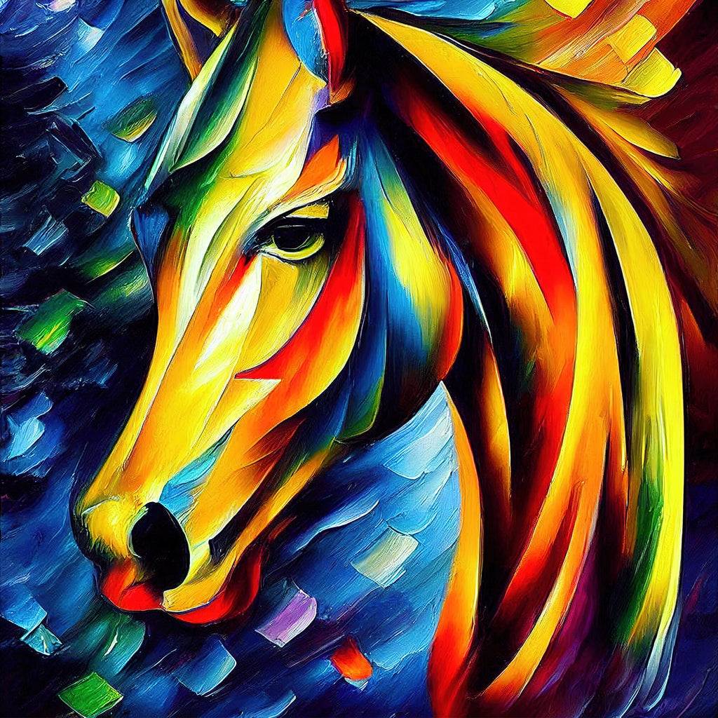 Colorful Horse Canvas | Vibrant Wall Art - Oil Painting Reproduction, Gallery Ready