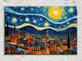 Starry Night Wall Art – Large Canvas Art | Van Gogh Inspired Print, Vibrant Night Sky Painting