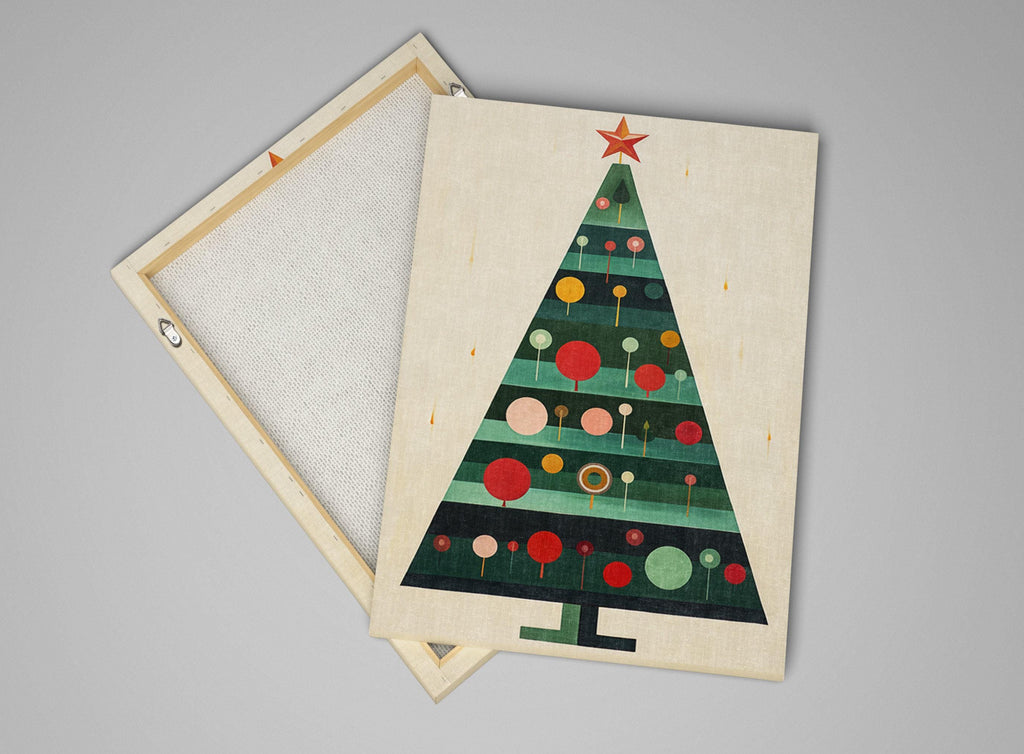 Minimalist Christmas Tree Art – Modern Christmas Decor | Gallery Wrapped Canvas Print