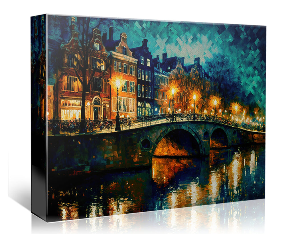 Amsterdam Canvas Art - European Cityscape Print | Bridges of Amsterdam Wall Decor