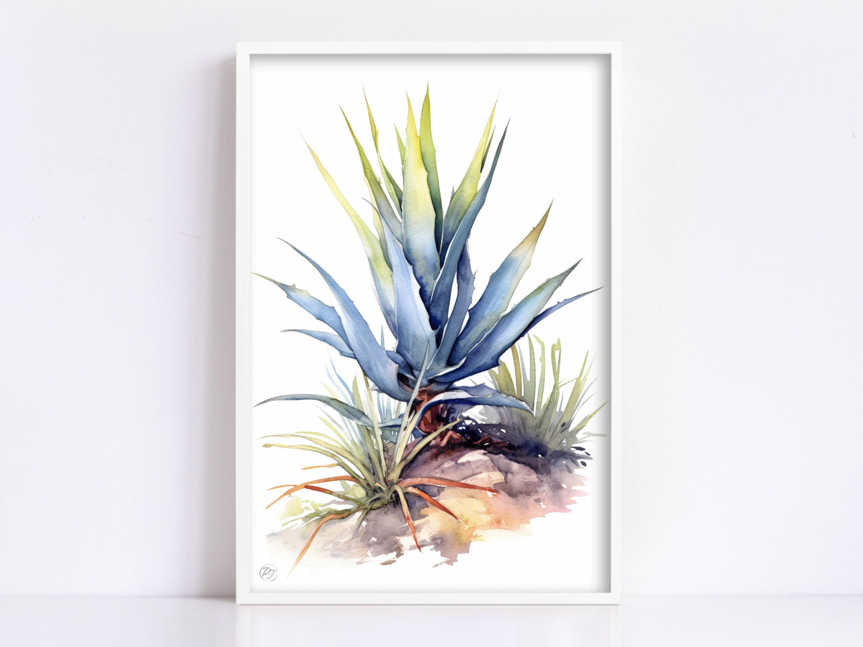 Desert Oasis: Southwest Agave Botanical Print, Giclee Print on Canvas, Artist Paper, Watercolor Paper, Available in Extra Large Sizes