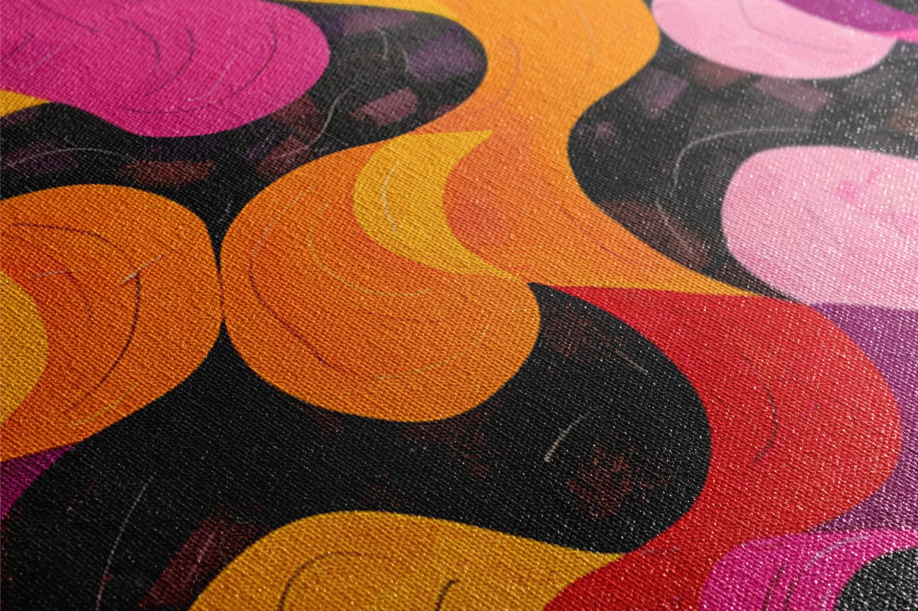 Retro Style Wall Art - Large Abstract Art on Gallery Wrapped Canvas, Ready to Hang