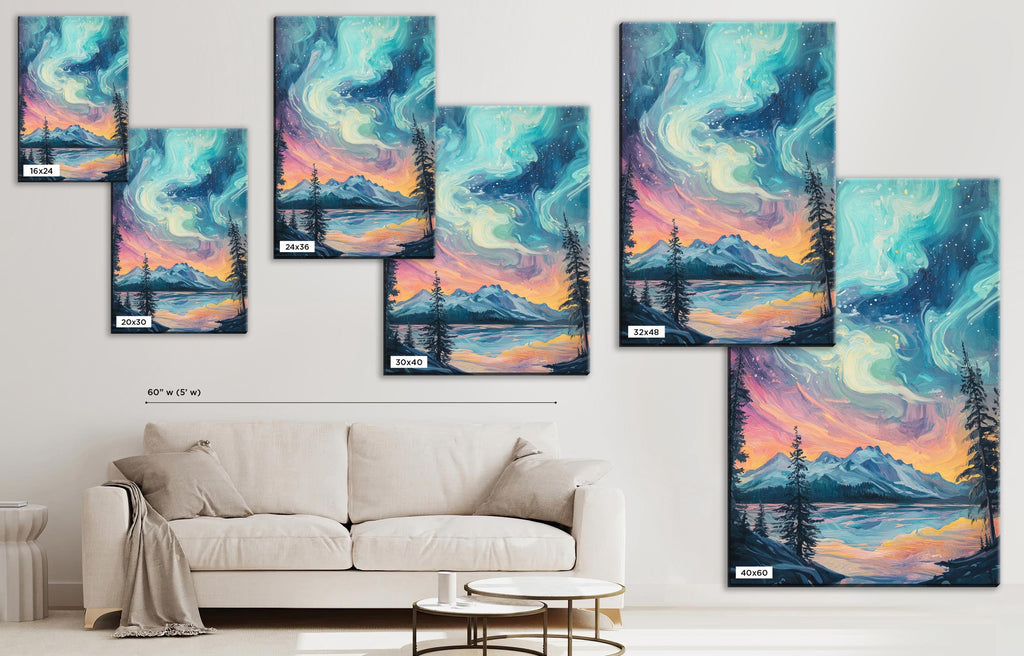 a living room with a couch and a painting on the wall