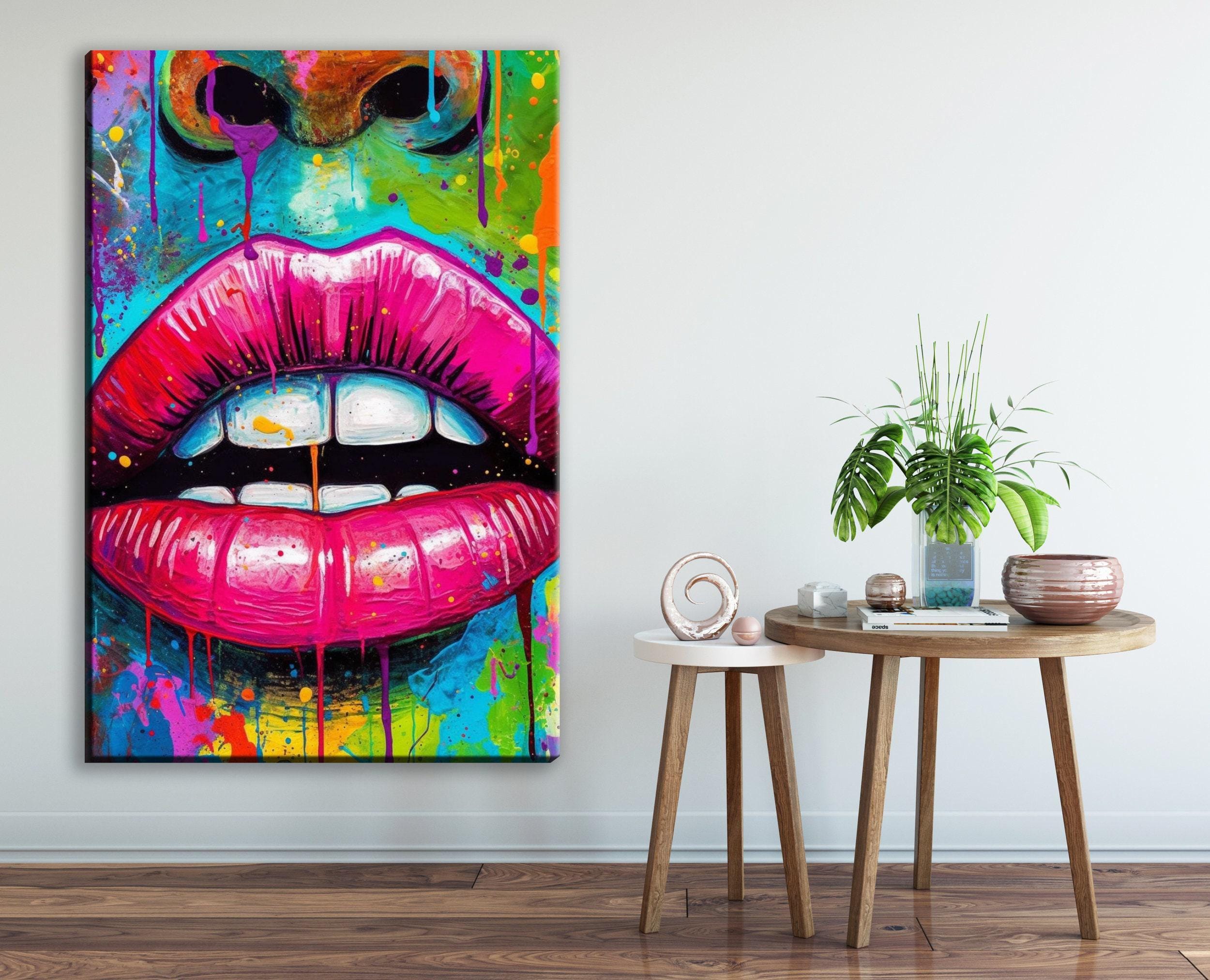 Luscious Lips Art – Large Canvas Wall Art | Abstract Woman Allure Decor