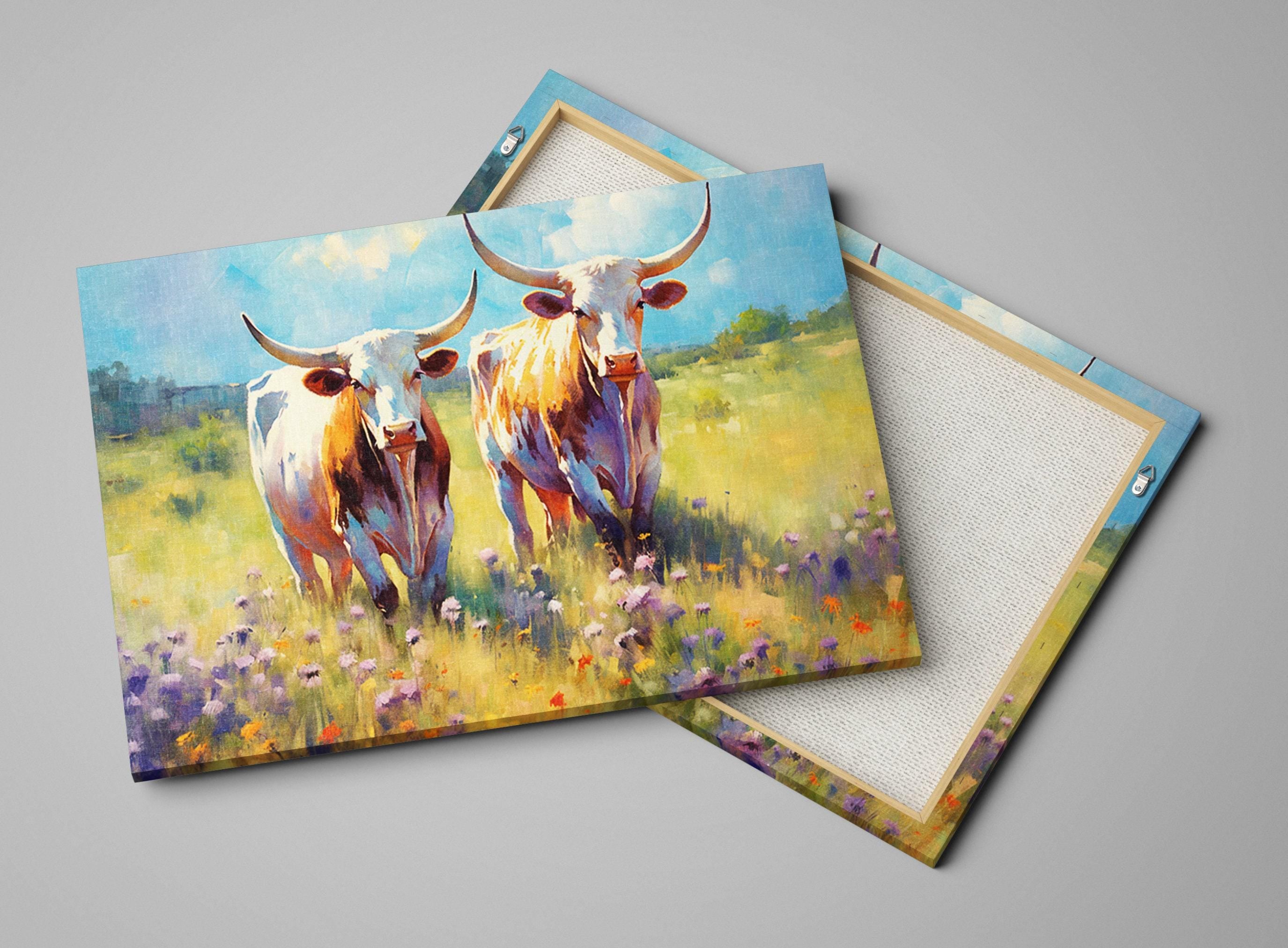 Texas Longhorn Canvas - Large Western Wall Art | Rustic Texas Pride Canvas