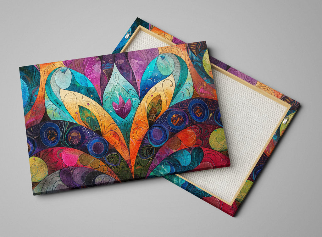 Bohemian Wall Art - Boho Flower Canvas on Gallery Wrapped Canvas | Large Vibrant Print