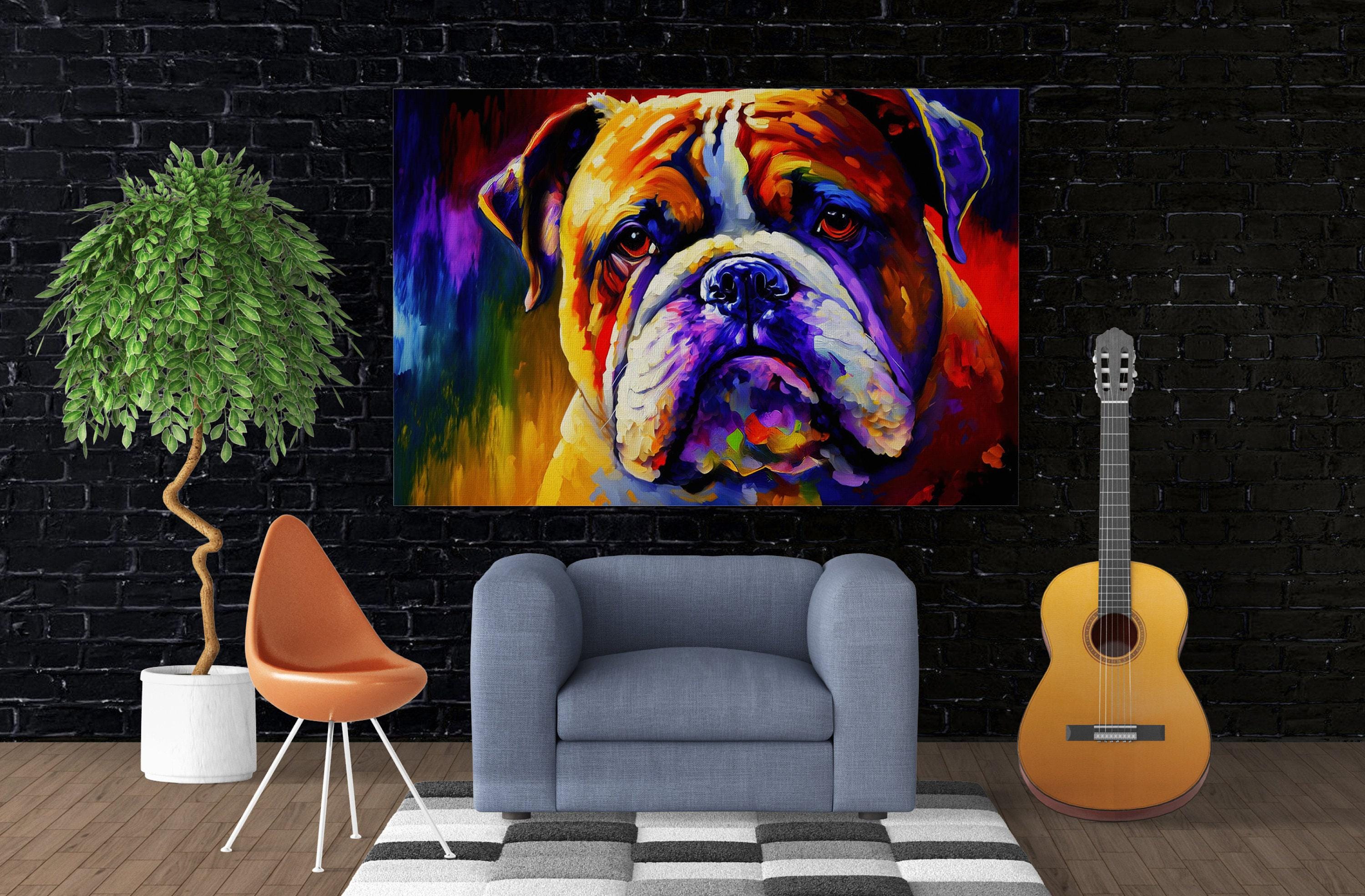 English Bulldog Art – Vibrant Bulldog Canvas Print | Gallery Ready Dog Painting