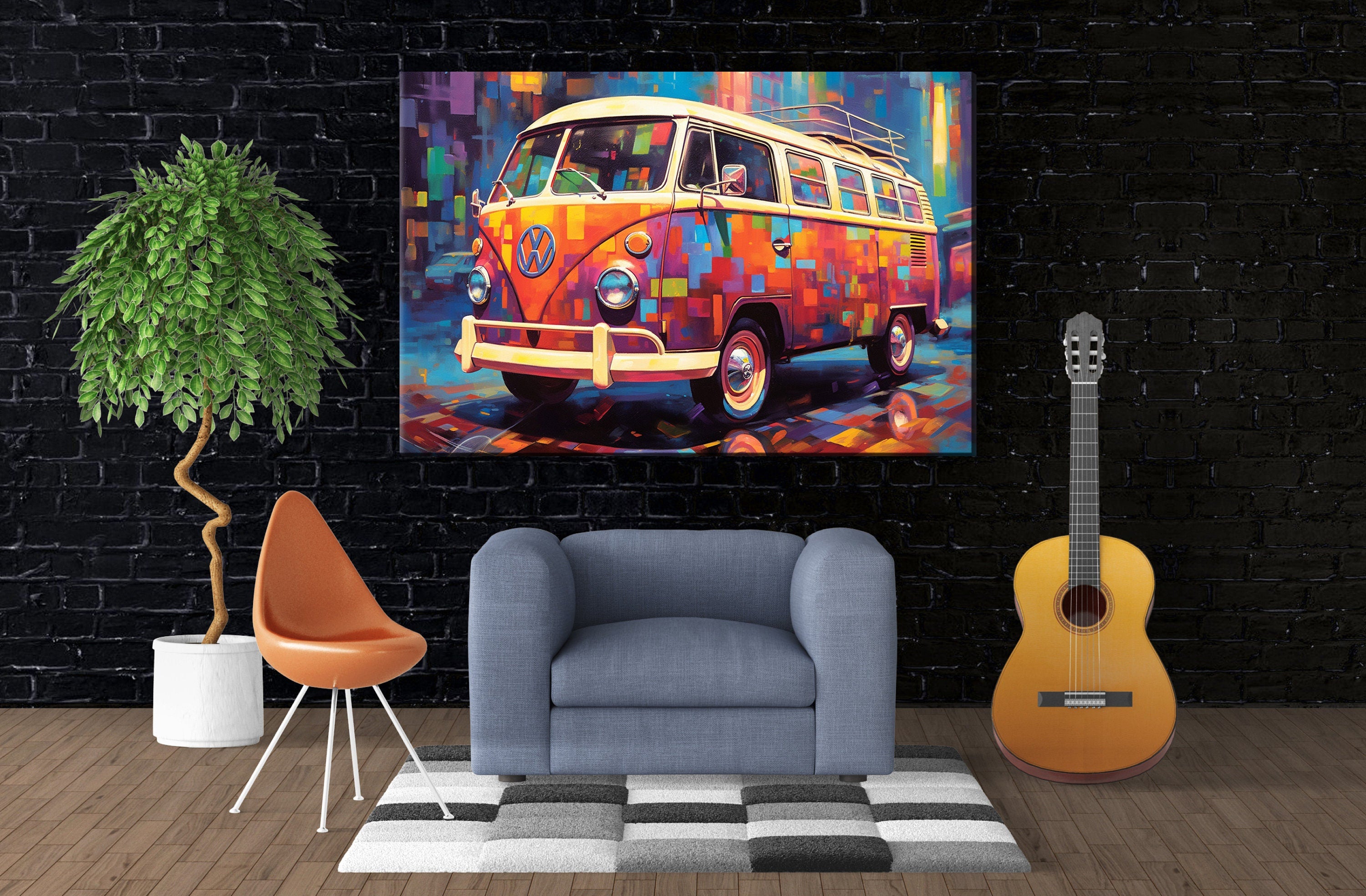 VW Bus Canvas Print - Classic Volkswagen Art | Large Gallery Wrapped Canvas