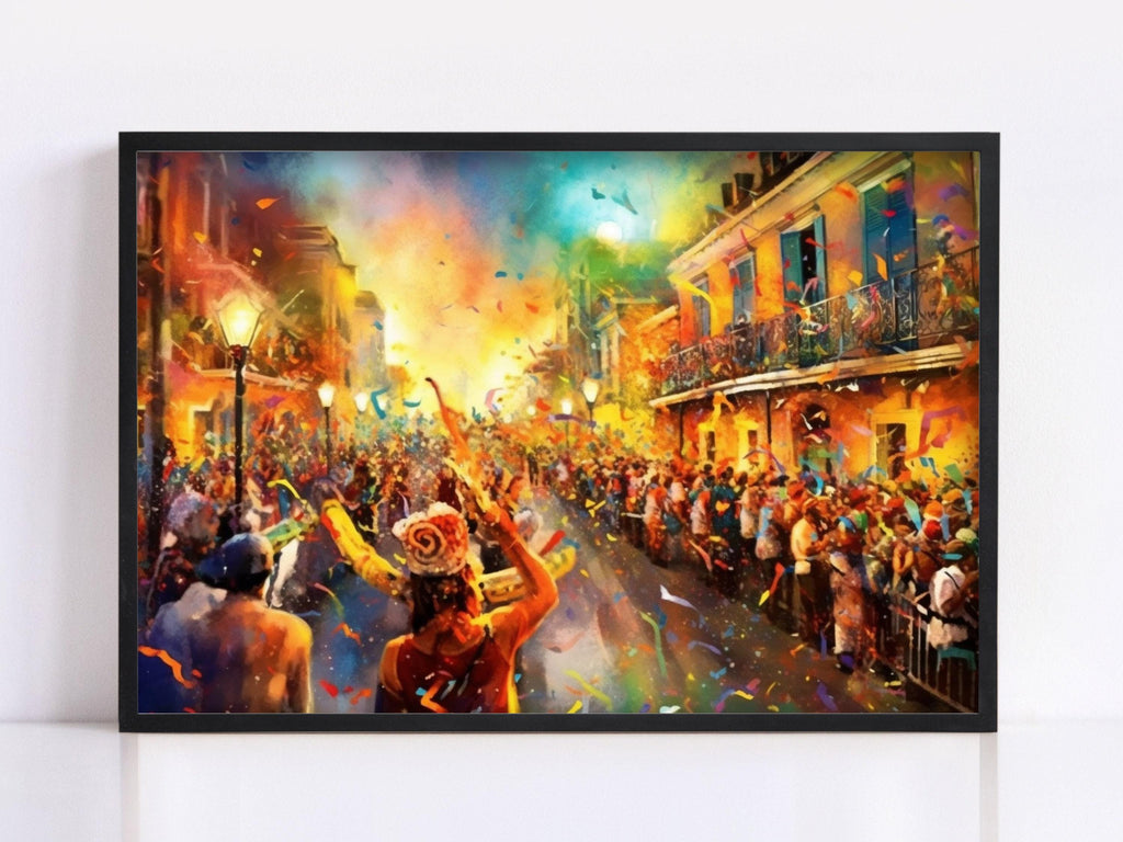 Joyful Mardi Gras Carnival Watercolor Art Print - Giclee Print on Canvas, Artist Paper, Watercolor Paper, Available in Extra Large Sizes