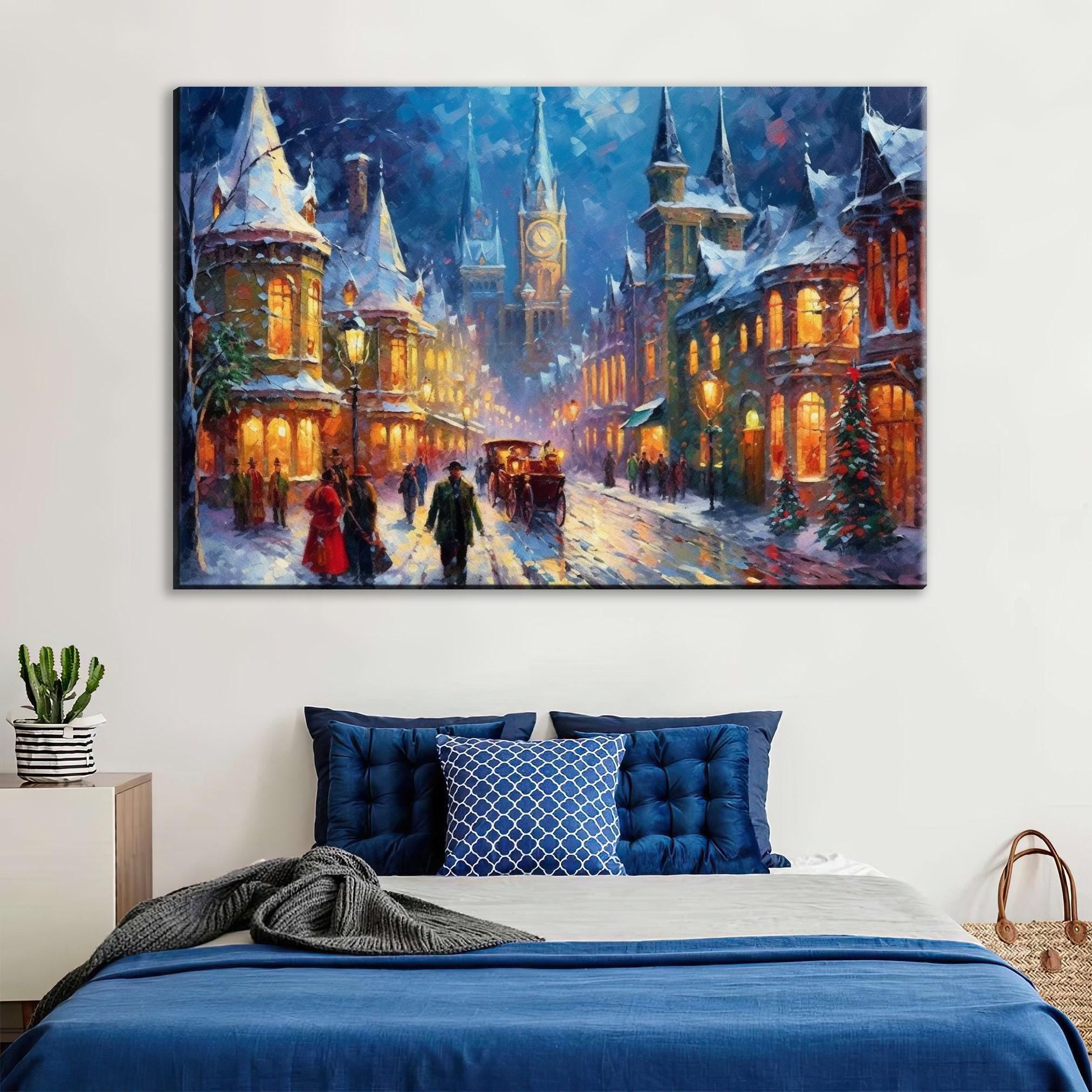 Victorian Christmas Art | Classic Holiday Decor on Extra Large Gallery Wrapped Canvas Print