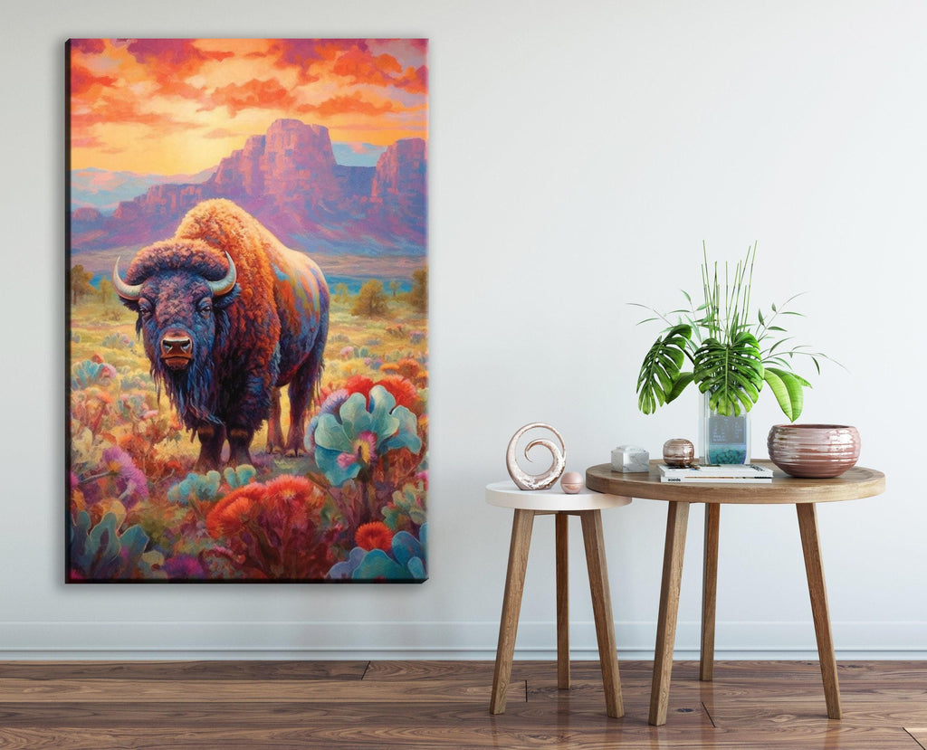 American Bison Wall Art - Large Canvas Print | Texas Wildlife Decor, Rustic Farmhouse