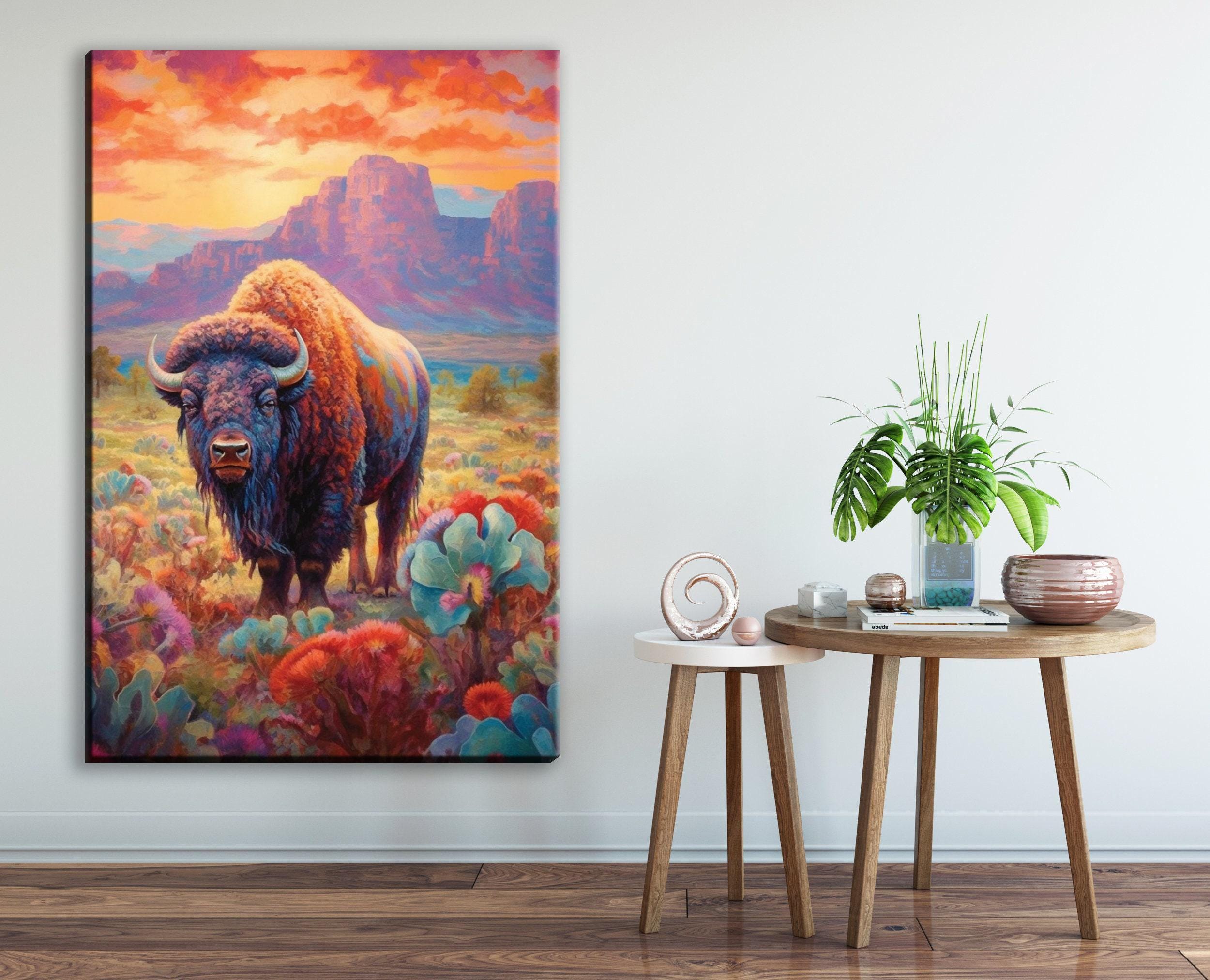 American Bison Wall Art - Large Canvas Print | Texas Wildlife Decor, Rustic Farmhouse