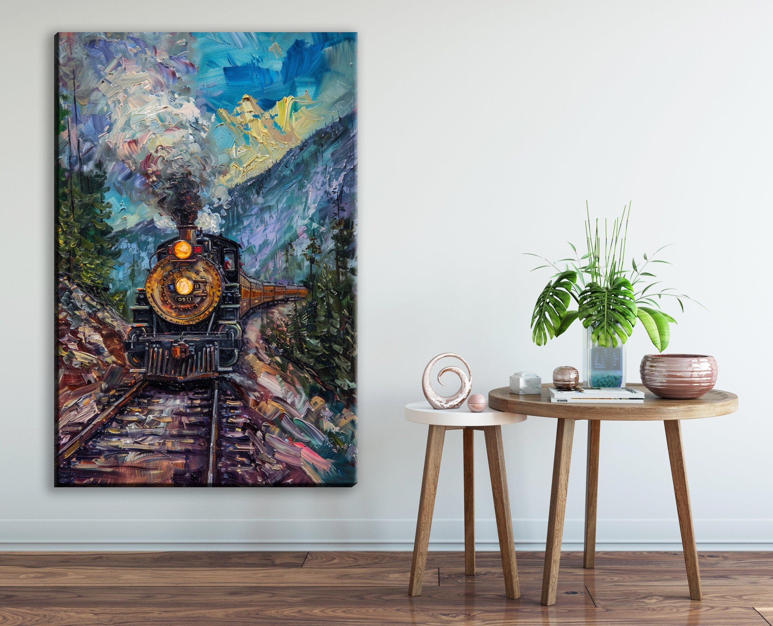 Railroad Engine Canvas - Large Locomotive Wall Art | Gallery Wrapped, Ready to Hang