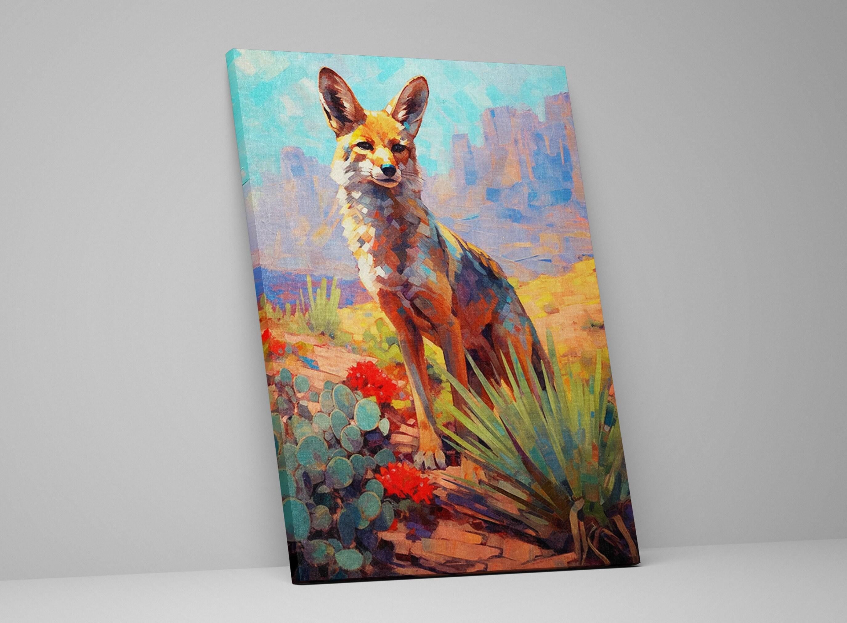 Desert Fox Canvas – Large Southwest Wildlife Art | Rustic Nature-Inspired Wall Decor
