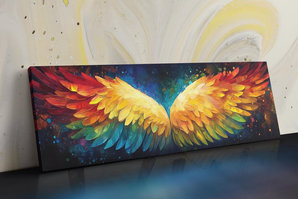 Angel Wings Wall Art - Panoramic Canvas Print | Extra Large Framed Gallery Wrapped