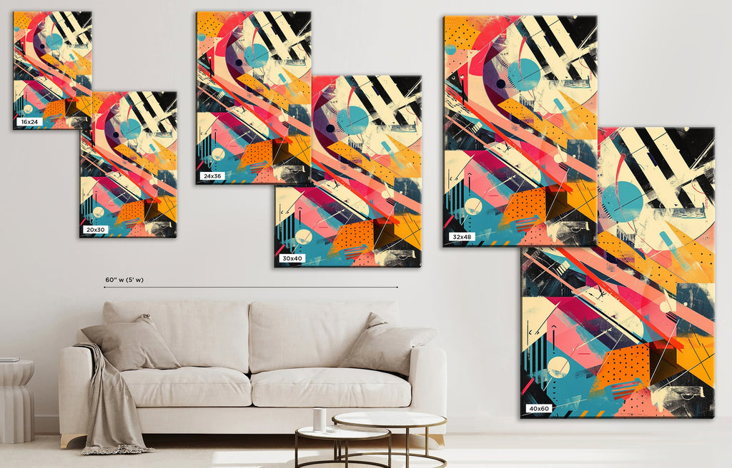 Retro Futurism Canvas – Large Abstract Wall Art | Gallery Wrapped, UV Coated Print