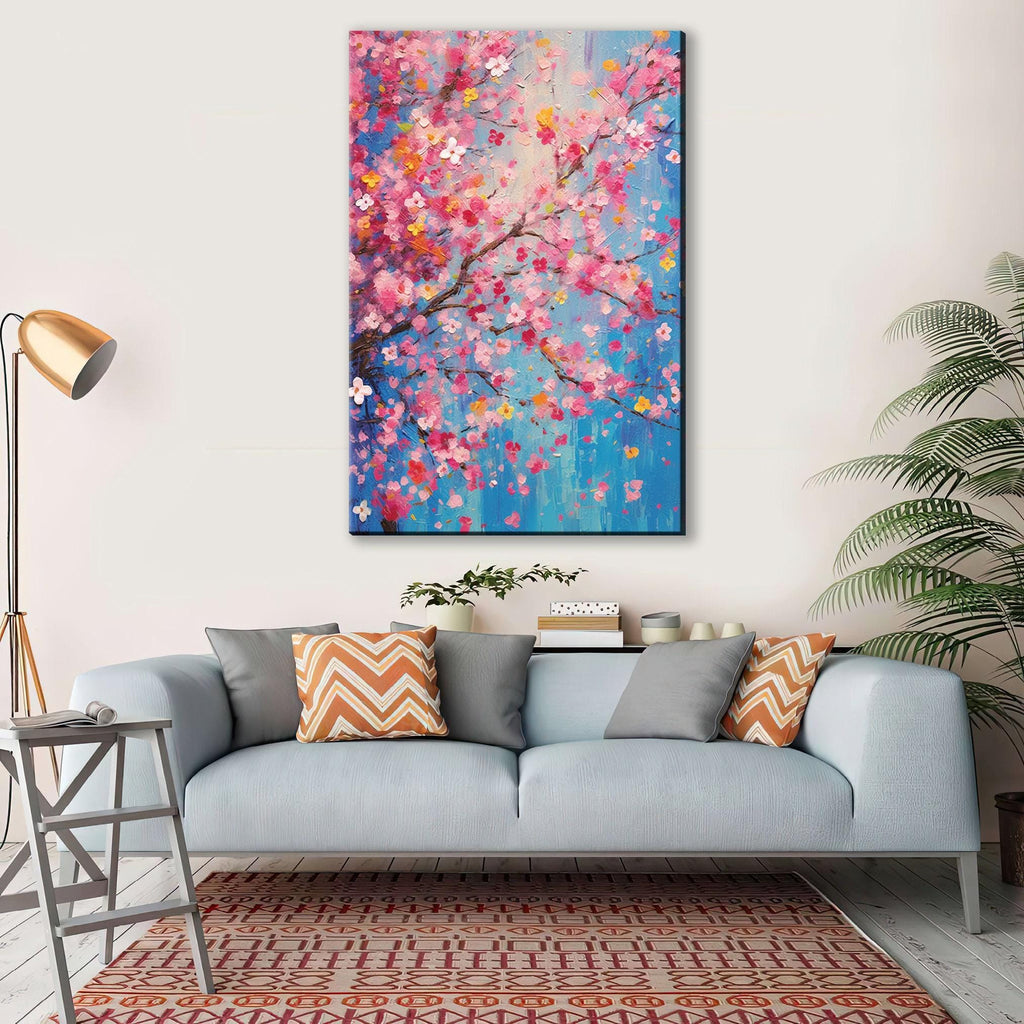 Cherry Blossom Canvas | Large Floral Wall Art - Japanese Garden Print