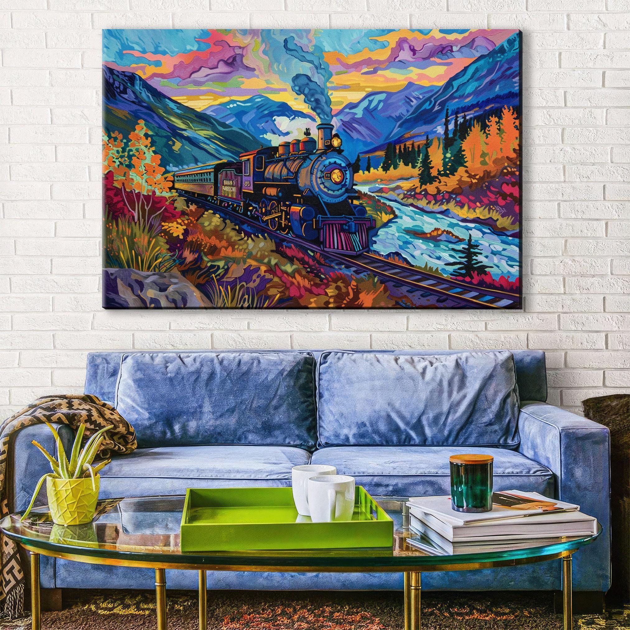 Vintage Locomotive Wall Art - Steam Train Artwork on Gallery Wrapped Canvas, Ready to Hang