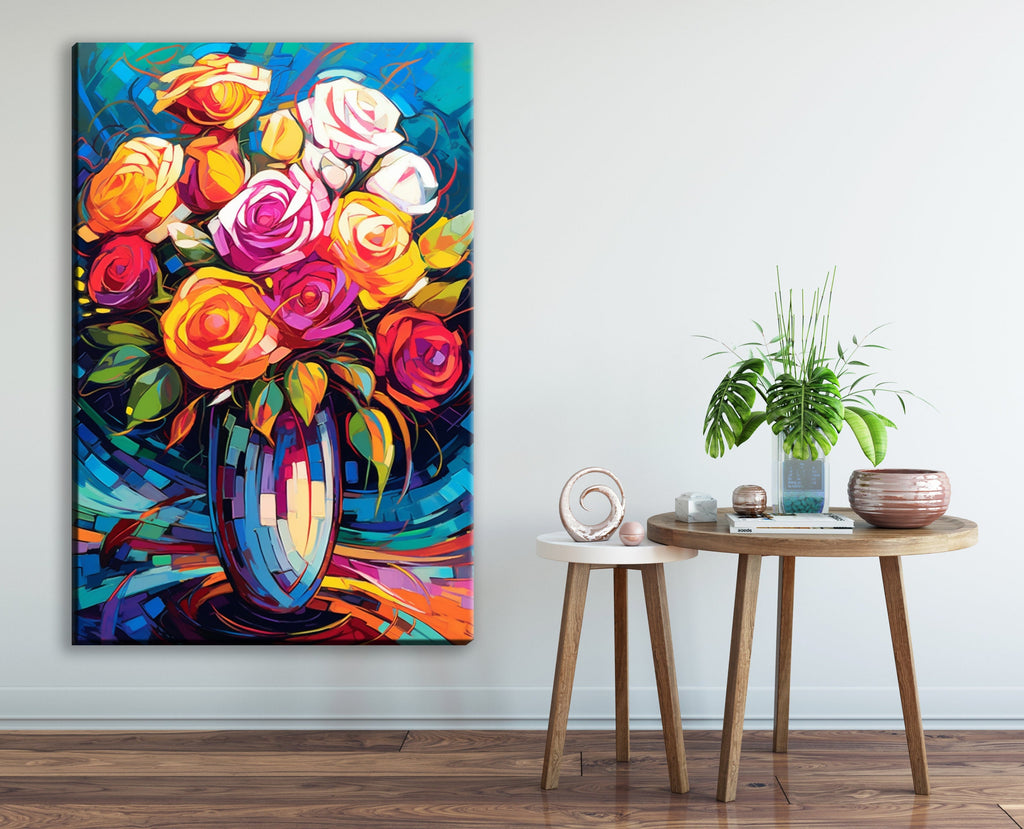 Rose Bouquet Painting - Vibrant Floral Wall Decor | Large Canvas Print