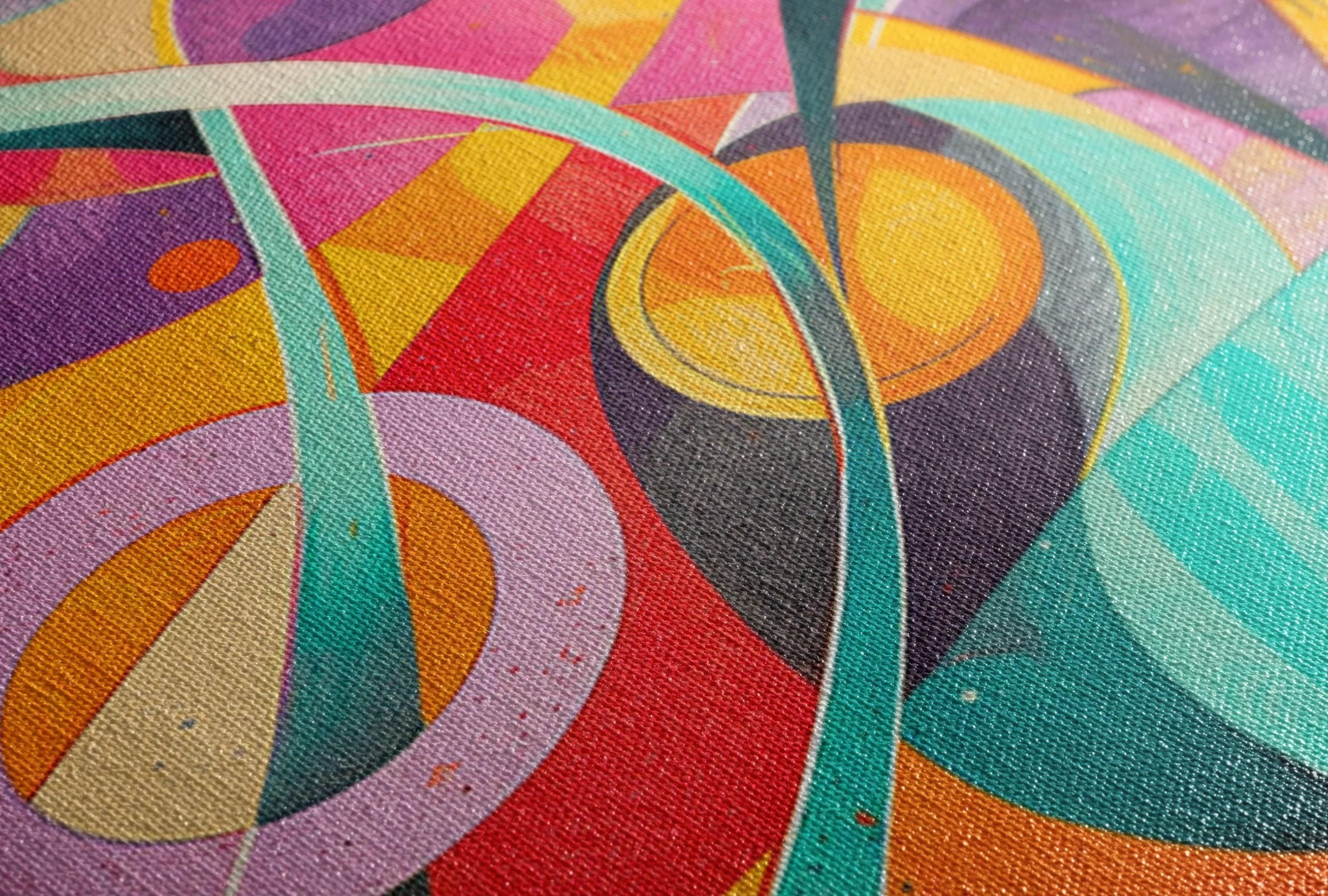 Retro Futurism Wall Art – Extra Large Abstract Canvas Print, Gallery Wrapped & Ready to Hang