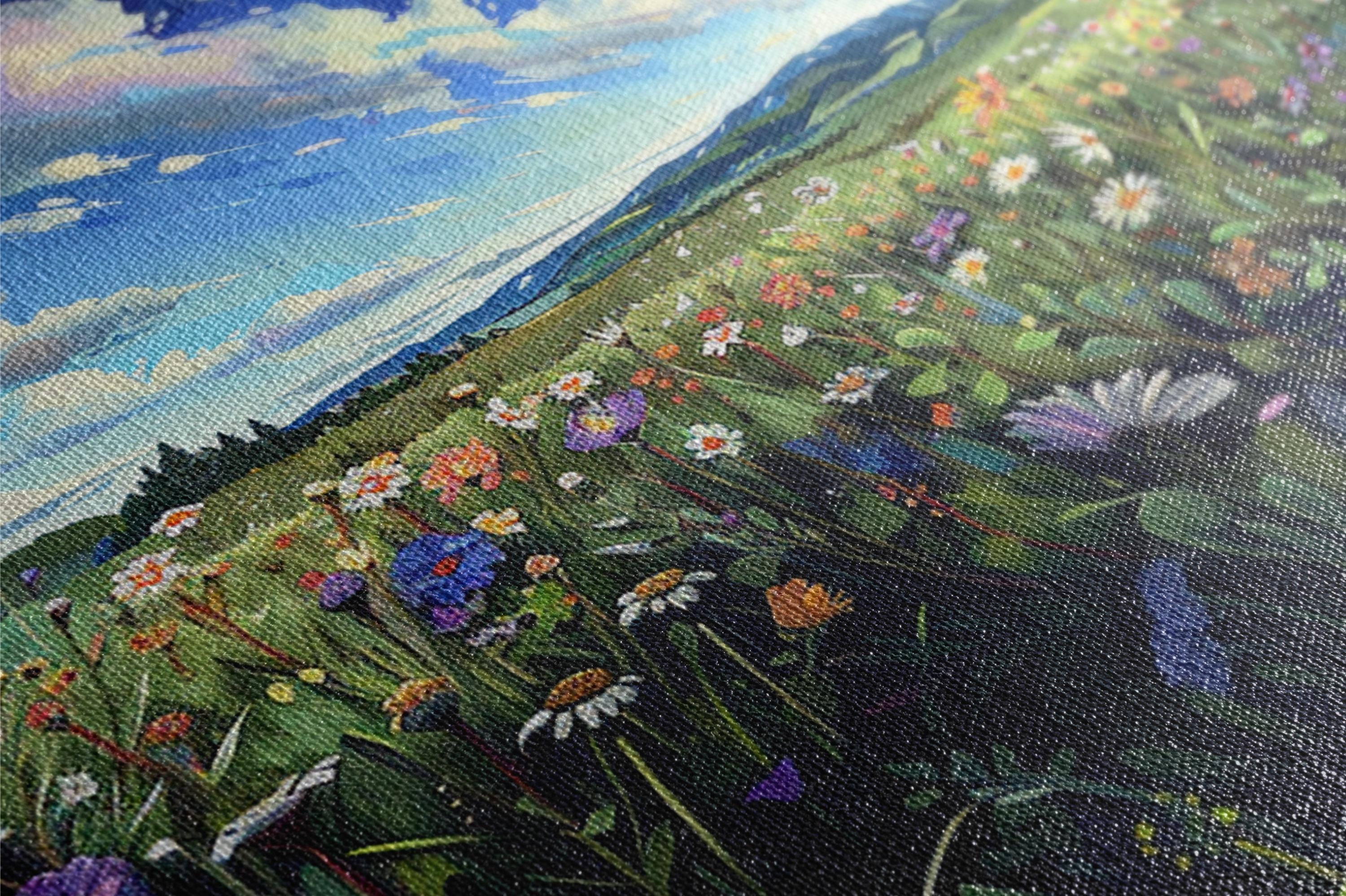 Wildflower Canvas Print - Framed Wall Art | Panoramic Landscape Floral Gallery Wrapped