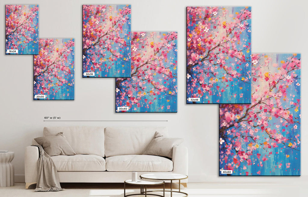 Cherry Blossom Canvas | Large Floral Wall Art - Japanese Garden Print