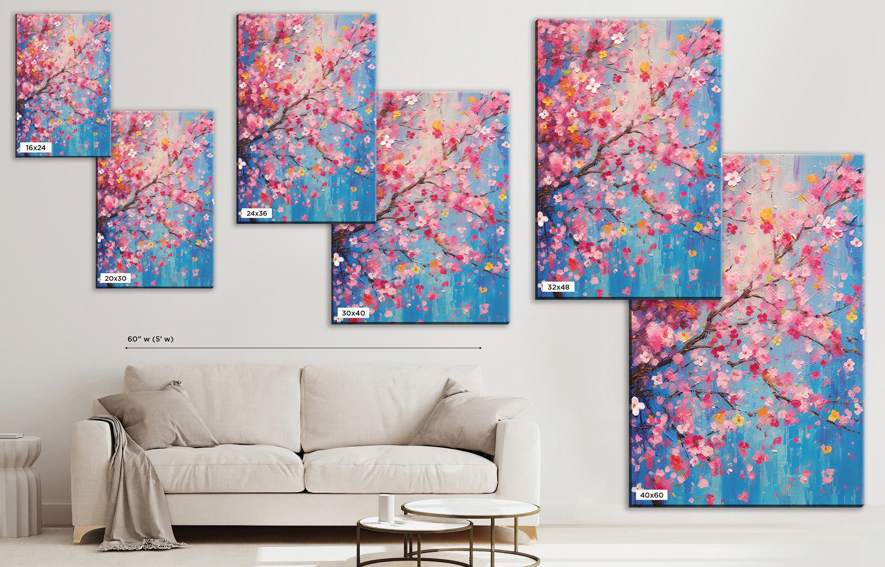 Cherry Blossom Canvas | Large Floral Wall Art - Japanese Garden Print
